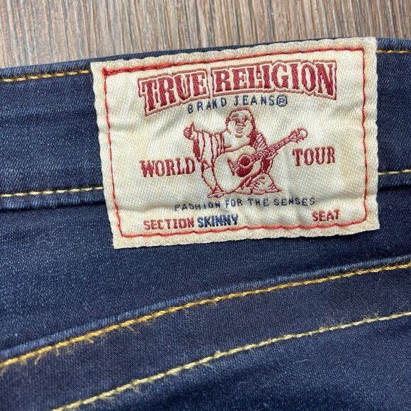 True Religion Women’s Skinny Low Rise Orange Stitch Stretch Jeans 31 - Picture 6 of 11